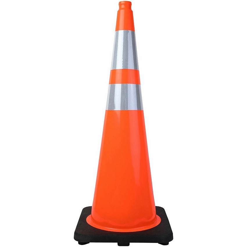 Tatco Slimline Traffic Cones 36" Height - Reflective, Flexible - Polyvinyl Chloride (PVC) - Orange - 1 Each (25960)