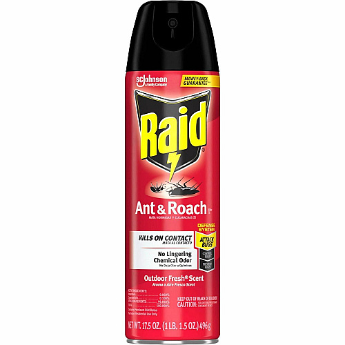 Raid Ant & Roach Killer Spray Spray - Kills Cockroaches, Ants, Silverfish, Water Bugs, Palmetto Bug, Carpet Beetle, Earwig, Spider, Lady Beetle, Black Widow Spider, Crickets, ... - 1.09 lb - Clear - 1 Each (366000)