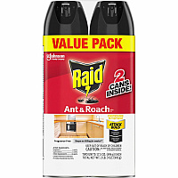 Raid Ant & Roach Killer Spray Spray - Kills Cockroaches, Ants, Silverfish, Water Bugs, Palmetto Bug, Carpet Beetle, Earwig, Spider, Lady Beetle, Black Widow Spider - 1.09 lb - Red - 2 / Pack (370913)