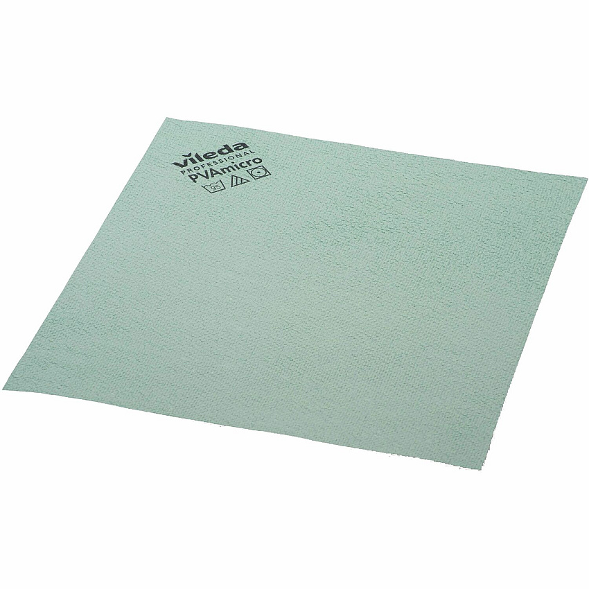 Vileda Professional PVAmicro Cleaning Cloths Concentrate - 15" Length x 14" Width - Streak-free, Absorbent, Flexible, Soft - Green - 5 / Pack (143593)