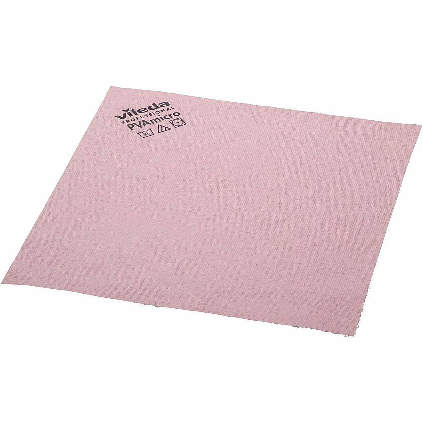Vileda Professional PVAmicro Cleaning Cloths 15" Length x 14" Width - Streak-free, Absorbent, Flexible, Soft - Red - 5 / Pack (143591)