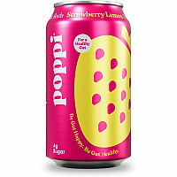 Poppi Strawberry Lemon-Flavored Prebiotic Soda Ready-to-Drink - 12 fl oz (355 mL) - Strawberry Lemon - 12 / Carton (50006)