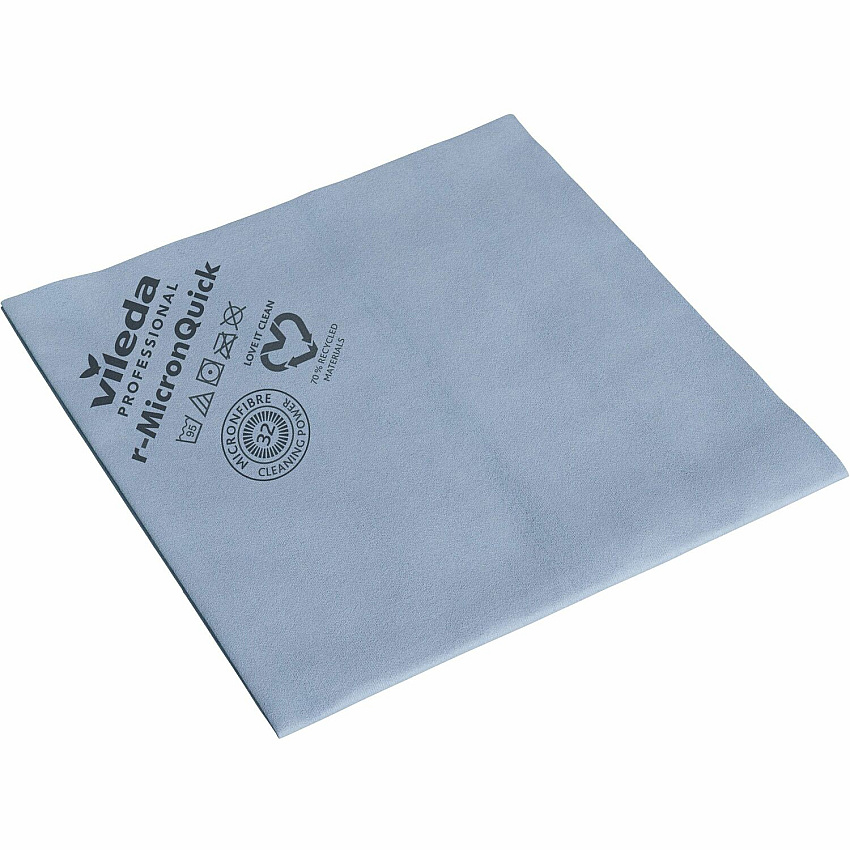 Vileda Professional MicronQuick Microfiber Cloths 15.75" Length x 14.96" Width - Streak-free, Hygienic, Durable, Washable, Lint-free, Absorbent, PVC Free, Solvent-free - Blue - 5 / Pack (170605)
