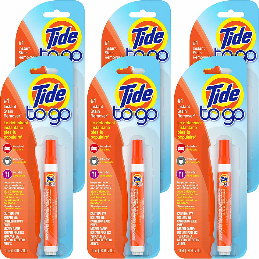 Tide&reg; To Go Stain Remover Pen, Pen, 0.34 oz (0.02 lb), 6/Carton, Orange 0.34 oz (0.02 lb) - Phosphate-free, Machine Washable, Bleach-free - Orange - 6 / Carton (01205CT)