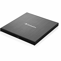 Verbatim External Slimline Blu-ray Writer BD-R, CD-R, DVD+R, DVD-R Support/24x CD Write/6x BD Write/8x DVD Write - USB 3.2 Gen 1, USB 2.0 - Slimline - BUS Powered (43890)