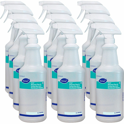 Diversey Empty Spray Bottle for Cleaner Suitable For Restroom, Floor - Easy to Use, Labeled - Clear - 12 / Carton (D03905CT)