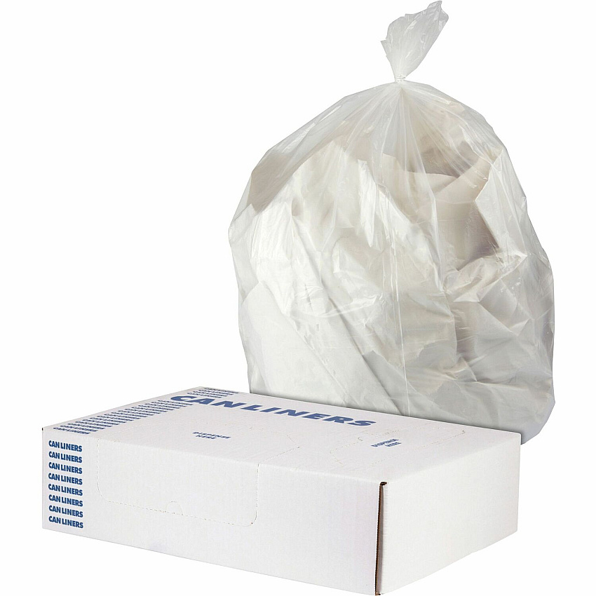 Heritage Linear Low Density Can Liners 10 gal Capacity - 24" Width x 1.50 mil (38 Micron) Thickness - Low Density - Clear - Linear Low-Density Polyethylene (LLDPE) - Garbage Can/ - 250 / Carton (H4824ACX02)