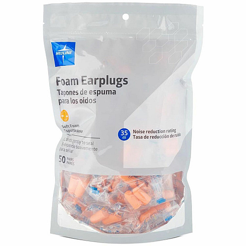 Medline Earplugs Recommended for: Ear - Noise Protection - Foam - Orange - 2/Pair - 50 / Bag (MDSEARPLUG)