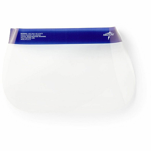Medline Disposable Full-Length Face Shields Fog, Splash Protection - Foam, Elastic - Disposable, Lightweight, Anti-fog, Latex-free - 24/Box - 4 / Carton (NONFS300CT)