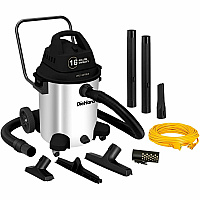 DieHard 16-Gallon 6.5 HP Pro Series Wet/Dry Vacuum 16 gal - Squeegee, Hose, Wand, Filter, Crevice Tool, Pick-up Tool, Floor Tool - Wet Surface, Dry Surface - 35 ft Cable Length - 8 ft Hose Length - Stainless Steel (DH7000701)