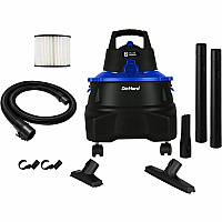 DieHard 6-Gallon 4.5 HP Wet/Dry Vacuum 6 gal - Hose, Wand, Filter, Crevice Tool, Pick-up Tool, Floor Tool - Wet Surface, Dry Surface - 10 ft Cable Length - 7 ft Hose Length - Rich Black (DH7000801)