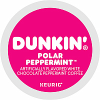 Dunkin Donuts Dunkin'&reg; K-Cup Polar Peppermint Coffee Compatible with Keurig K-Cup Brewer - Medium - 0.4 oz Per Cup - 22 K-Cup - K-Cup - White Chocolate Peppermint, Arabica - Kosher - 22 / Box (1425)