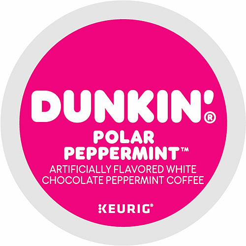 Dunkin Donuts Dunkin'&reg; K-Cup Polar Peppermint Coffee Compatible with Keurig K-Cup Brewer - Medium - 0.4 oz Per Cup - 22 K-Cup - K-Cup - White Chocolate Peppermint, Arabica - Kosher - 22 / Box (1425)