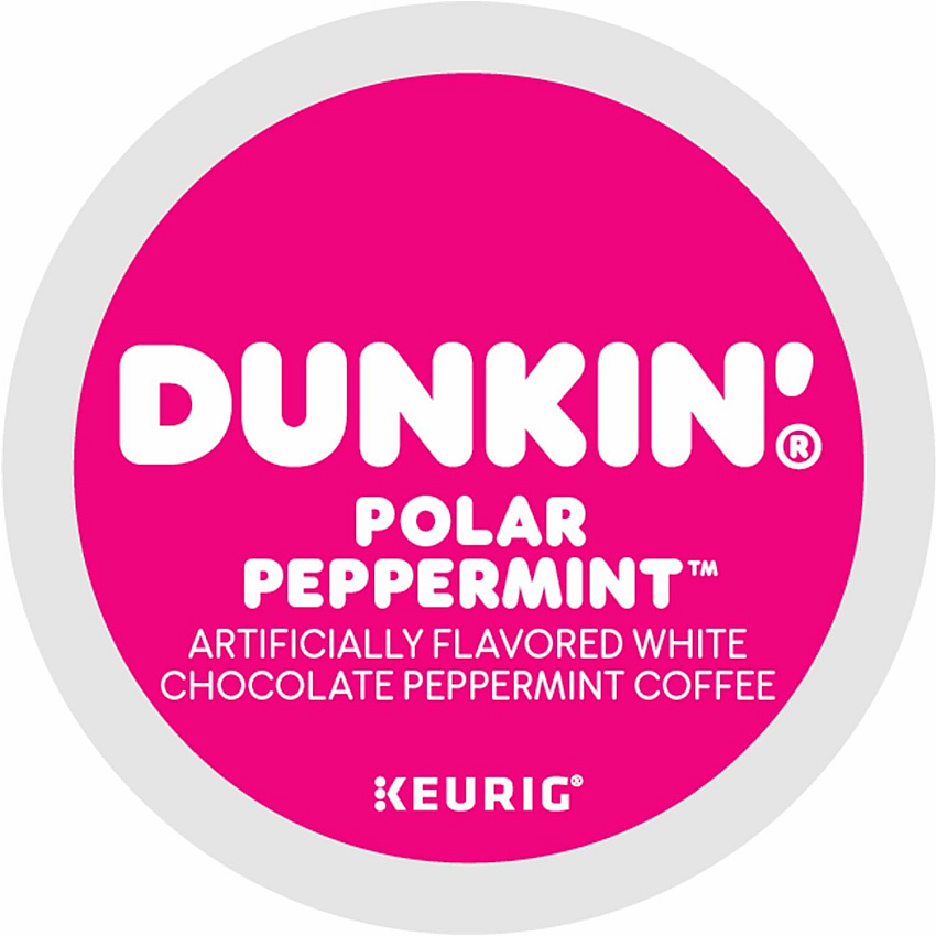 Dunkin Donuts Dunkin'&reg; K-Cup Polar Peppermint Coffee Compatible with Keurig K-Cup Brewer - Medium - 0.4 oz Per Cup - 22 K-Cup - K-Cup - White Chocolate Peppermint, Arabica - Kosher - 22 / Box (1425)