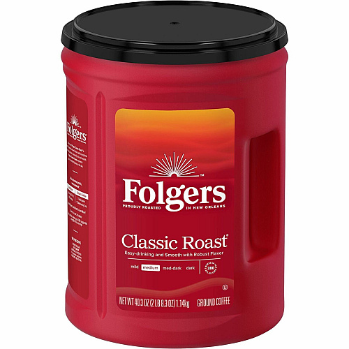 Folgers Ground Canister Classic Roast Coffee Medium - 40.3 oz Per Canister - Ground - Mountain Grown, Classic Roast - Kosher - 1 Each (30419)