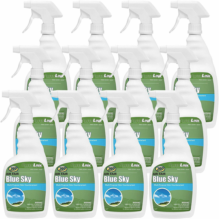 Zep Commercial Air Fair Odor Counteractant Spray - Blue Sky, Pleasant - Odor Neutralizer, Phosphate-free, Spill Resistant - 12 / Carton (203901CT)