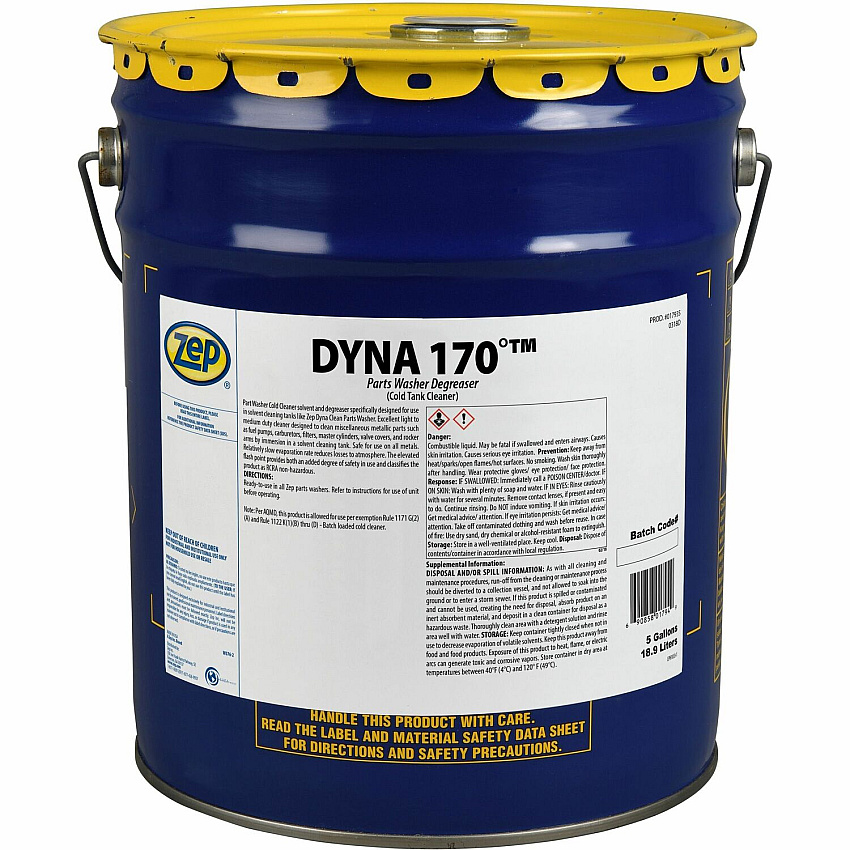 Zep Commercial Dyna 170 Solvent For Metal, Tool, Transportation, Automotive, Filter - 640 fl oz (20 quart) - Low Odor, Rust Resistant, Corrosion Resistant, Low VOC - Clear - 1 Each (17935)