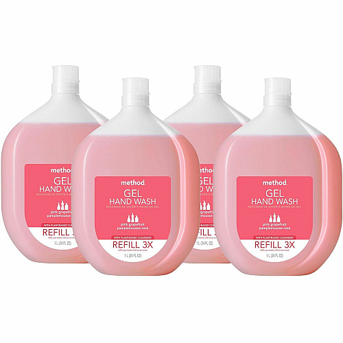 Method Pink Grapefruit Gel Hand Wash Pink Grapefruit ScentFor - 12 fl oz (354.9 mL) - Bottle Dispenser - Hand - Light Pink - Refillable, Cruelty-free, Paraben-free, Phthalate-free - 6 / Carton (327772CT)