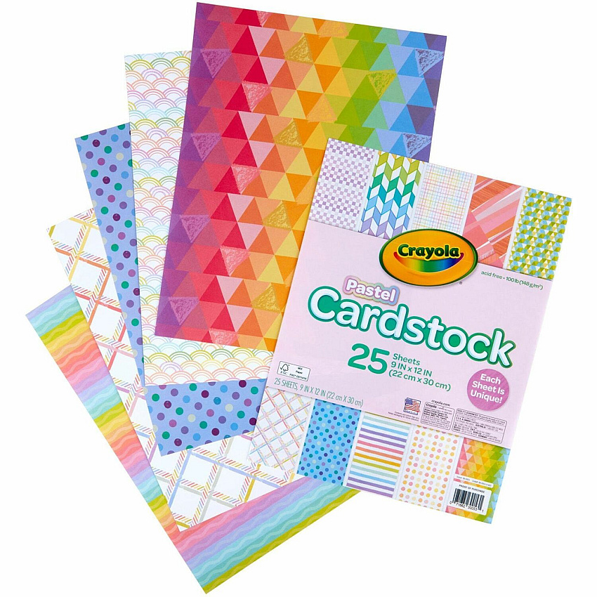 Crayola Pastel Cardstock Greeting Card, Gift, Cardmaking, Decoration - 25 Piece(s) - Patterns - Pastel - 25 / Pack (990053)