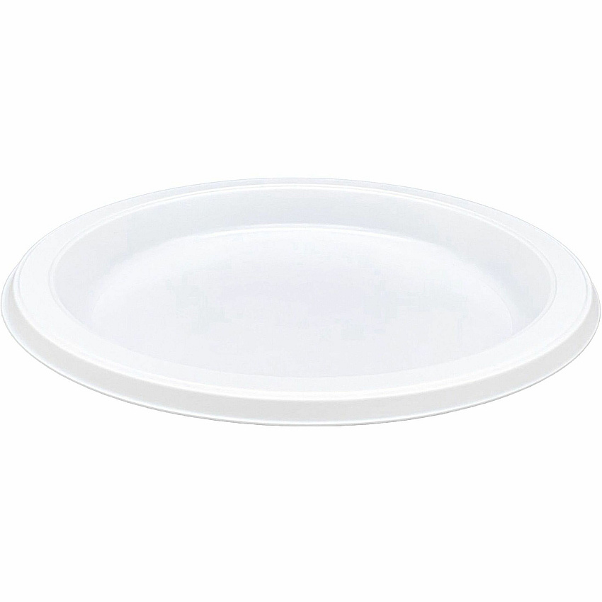 Genuine Joe 7" Disposable Plastic Plates Picnic, Party, Breakroom - Disposable - White - Plastic Body - Round - 125/Pack - 8 / Carton (GJO10331CT)