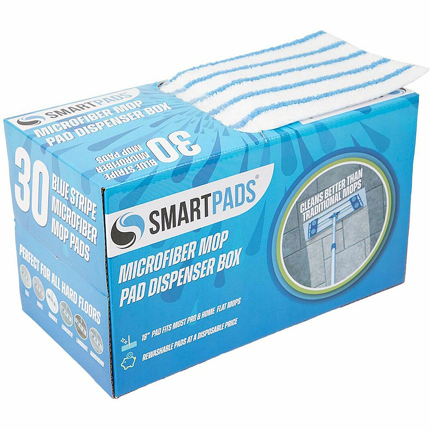 Monarch Microfiber Wet/Dry Mop Pad Refills 5" Width x 18" Depth - Woven, MicroFiber - White/Blue - 30 / Box (M901RMPBL)