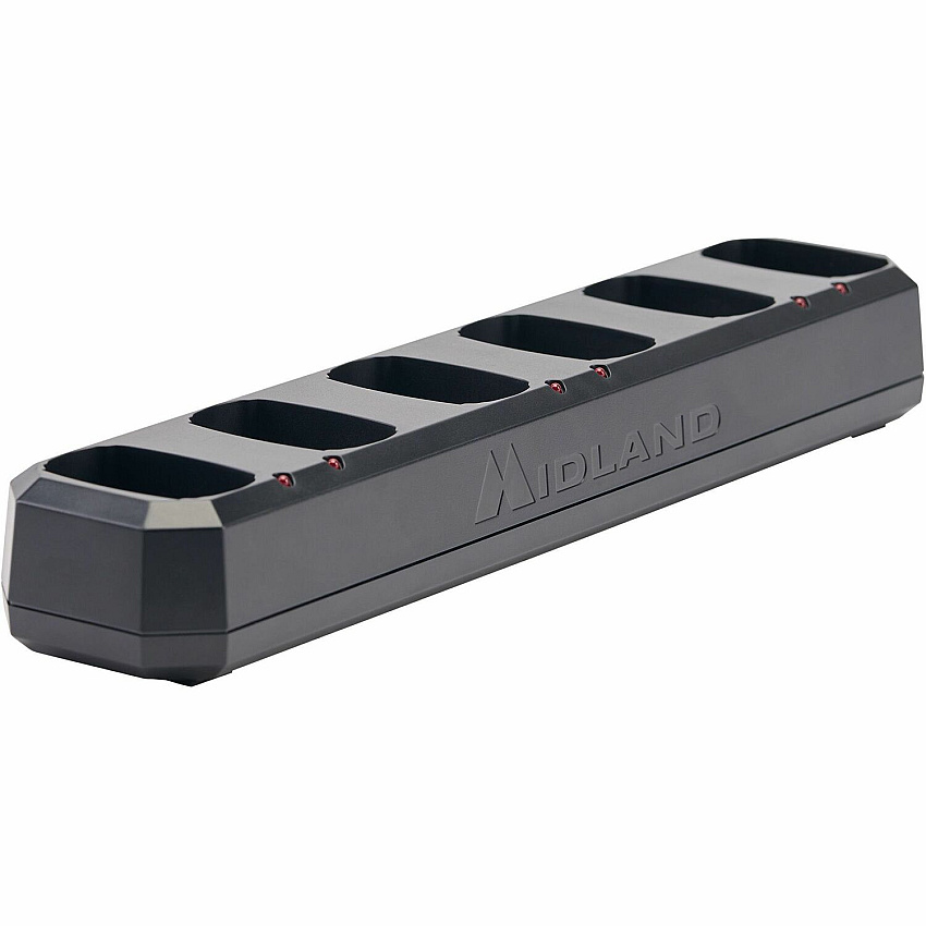 Midland Two-Way Radio 6-Slotted Charger Docking - Two-way Radio - 6 Slot - Charging Capability - Black - Wall Mount, Desktop (BGC600)
