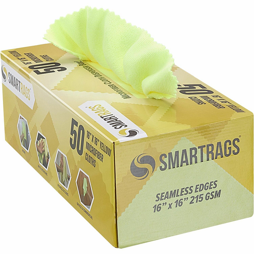 Monarch Smart Rags Microfiber Cloths For Automotive, Office, Healthcare, Household, Garage, Breakroom, Factory, Hospital, Industry, Nursing Home - Reusable, Streak-free, Lint-free, Dirt Resistant, Grime Resistant - Yellow - 50 / Box (M931Y)