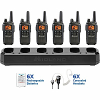 Midland Radio FRS Business Radio Bundle 36 Radio Channels - Silent Operation - AAA - Nickel Metal Hydride (NiMH) - Black - 1 Each (LXT600BBX6)