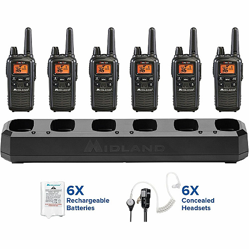 Midland Radio FRS Business Radio Bundle 36 Radio Channels - Silent Operation - AAA - Nickel Metal Hydride (NiMH) - Black - 1 Each (LXT600BBX6)