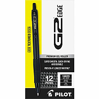G2 Edge Gel Pen 0.7 mm Fine Pen Point - Refillable - Black Ink - Gel-based - Tungsten Carbide Tip - 1 Dozen (19855)
