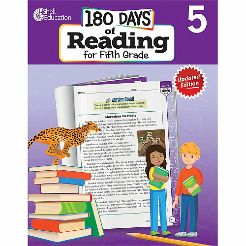 Shell Education 180 Days of Reading for Fifth Grade, 2nd Edition Printed Book Grade 5 - English - 1 Each (135047)