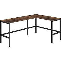 NuSparc L-Shaped Metal Frame Desk Vintage Oak L-shaped, Black Top - Contemporary Style - 200 lb Capacity - 67" Table Top Width x 47.20" Table Top Depth x 1" Table Top Thickness - 29.20" Height - Assembly Required - High Pressure Laminate (HPL) (DK102RRRK)