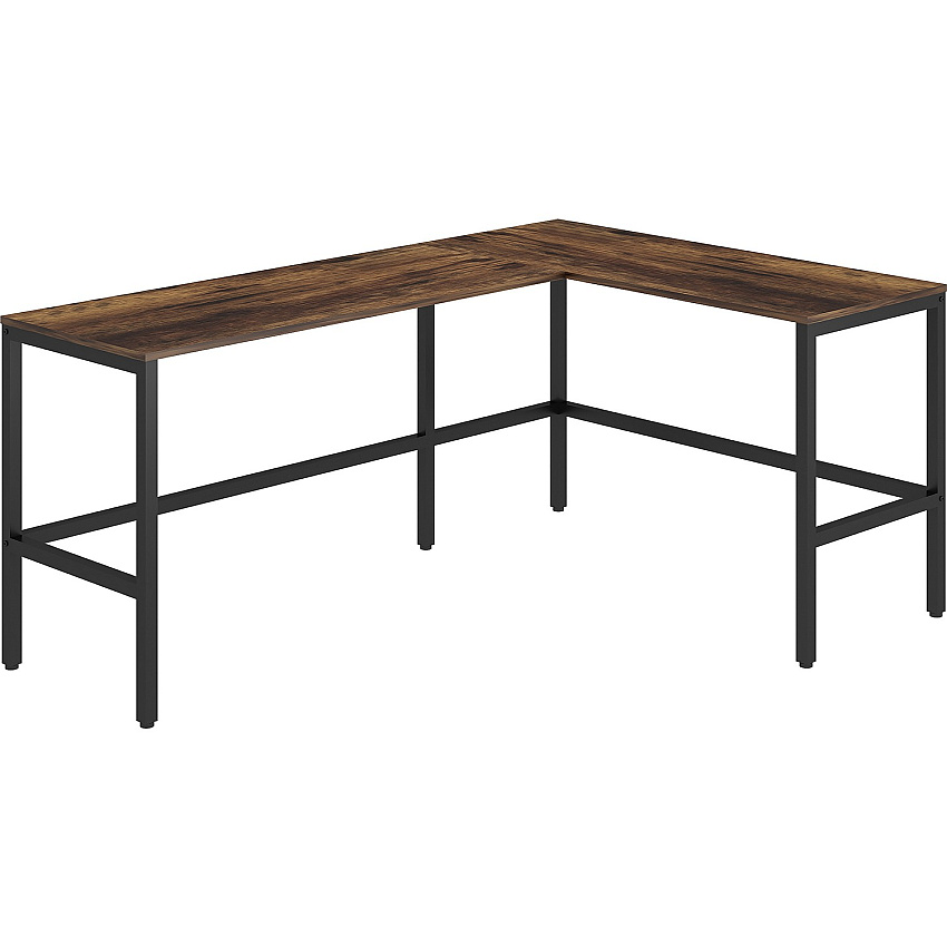 NuSparc L-Shaped Metal Frame Desk Vintage Oak L-shaped, Black Top - Contemporary Style - 200 lb Capacity - 67" Table Top Width x 47.20" Table Top Depth x 1" Table Top Thickness - 29.20" Height - Assembly Required - High Pressure Laminate (HPL) (DK102RRRK)