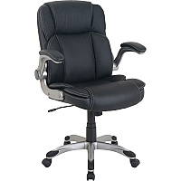 NuSparc Leather Rolling Chair Mid Back - 5-star Base - Black - Bonded Leather - Armrest - 1 Each (CH101LABK)