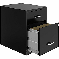 NuSparc File Cabinet 14.2" Width x 18" Depth x 19" Height - 2 x Drawer(s) for Box, File - Letter - Vertical - Locking Drawer, Glide Suspension, Nonporous Surface - Black - Baked Enamel - Steel (VF218GABK)