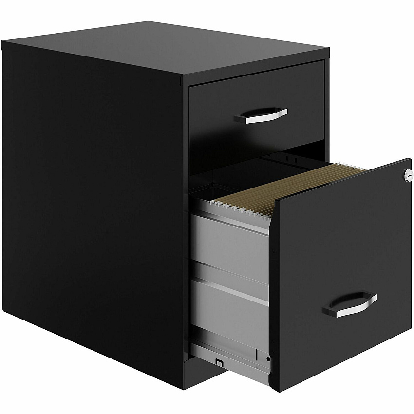 NuSparc File Cabinet 14.2" Width x 18" Depth x 19" Height - 2 x Drawer(s) for Box, File - Letter - Vertical - Locking Drawer, Glide Suspension, Nonporous Surface - Black - Baked Enamel - Steel (VF218GABK)