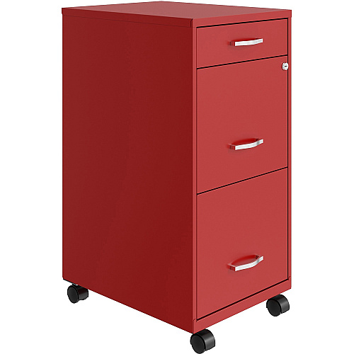 NuSparc Mobile File Cabinet 14.2" Width x 18" Depth x 29.5" Height - 3 x Drawer(s) for File, Box - Letter - Mobility, Locking Drawer, Glide Suspension, 3/4 Drawer Extension, Cam Lock, Nonporous Surface - Red - Painted Steel - Recycled (VF318BMRD)
