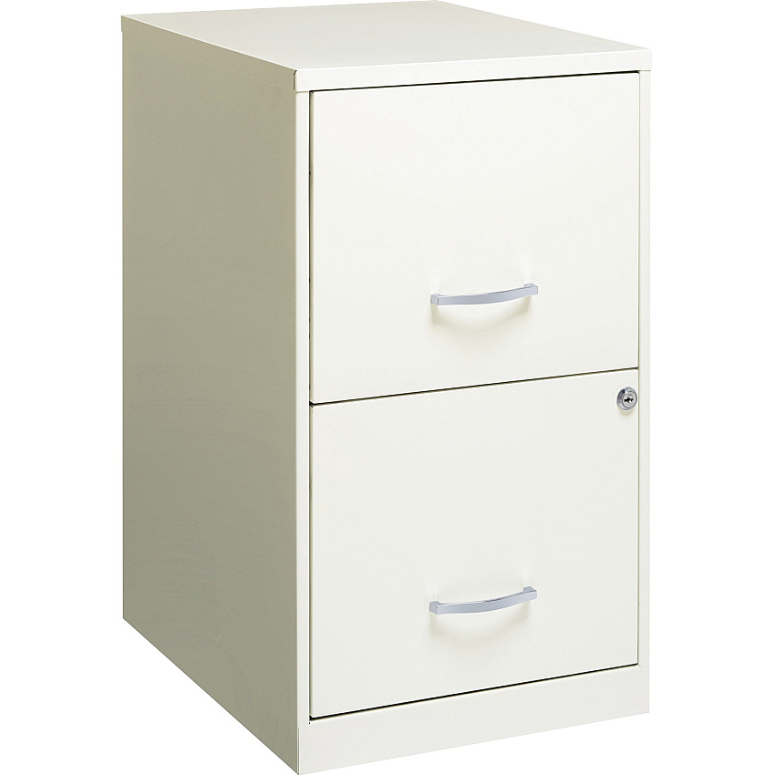 NuSparc File Cabinet 14.2" Width x 18" Depth x 24.5" Height - 2 x Drawer(s) for File - Letter - Vertical - Locking Drawer, Glide Suspension, Nonporous Surface - White - Baked Enamel - Steel - Recycled (VF218AAWE)