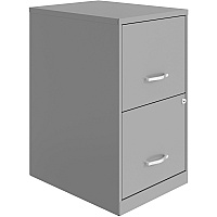 NuSparc File Cabinet 14.2" Width x 18" Depth x 24.5" Height - 2 x Drawer(s) for File - Letter - Vertical - Locking Drawer, Glide Suspension, Nonporous Surface - Silver - Baked Enamel - Steel - Recycled (VF218AASR)