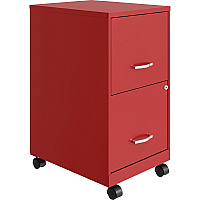 NuSparc Mobile File Cabinet 14.2" Width x 18" Depth x 26.5" Height for File - Letter - Mobility, Locking Drawer, Glide Suspension, 3/4 Drawer Extension, Cam Lock, Nonporous Surface - Red - Painted Steel, Steel - Recycled - Assembly Required (VF218AMRD)