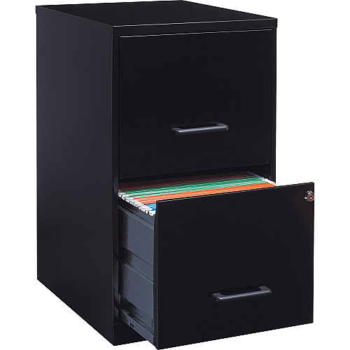 NuSparc File Cabinet 14.2" Width x 18" Depth x 24.5" Height - 2 x Drawer(s) for File - Letter - Vertical - Locking Drawer, Glide Suspension, Nonporous Surface - Black - Baked Enamel - Steel - Recycled (VF218AABK)