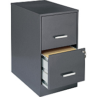 NuSparc Metal Vertical File Cabinet 14.2" Width x 22" Depth x 26.6" Height - 2 x Drawer(s) for File - Letter - Vertical - Glide Suspension, 3/4 Drawer Extension, Locking Drawer, Anti-tip - Metallic Charcoal - Metal - Recycled (VF222AAML)