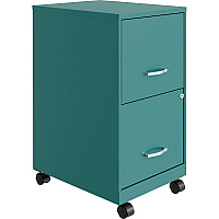 NuSparc Mobile File Cabinet 14.2" Width x 18" Depth x 26.5" Height for File - Letter - Mobility, Locking Drawer, Glide Suspension, 3/4 Drawer Extension, Cam Lock, Nonporous Surface - Teal - Painted Steel, Steel - Recycled (VF218AMTL)