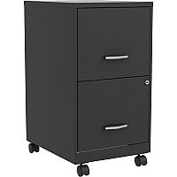 NuSparc Mobile File Cabinet 14.2" Width x 18" Depth x 26.5" Height for File - Letter - Mobility, Locking Drawer, Glide Suspension, 3/4 Drawer Extension, Cam Lock, Nonporous Surface - Black - Painted Steel, Steel - Recycled (VF218AMBK)