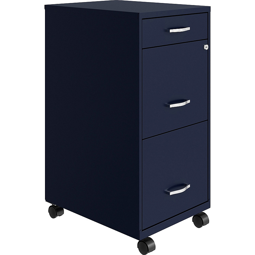 NuSparc Mobile File Cabinet 14.2" Width x 18" Depth x 29.5" Height - 3 x Drawer(s) for File, Box - Letter - Mobility, Locking Drawer, Glide Suspension, 3/4 Drawer Extension, Cam Lock, Nonporous Surface - Blue - Painted Steel - Recycled (VF318BMNY)