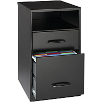 NuSparc File Organizer Cabinet 14.2" Width x 18" Depth x 24.5" Height - 2 x Drawer(s) for File - Letter - Glide Suspension, 3/4 Drawer Extension, Anti-tip, Nonporous Surface - Black - Metal - Recycled (VF318DDBK)