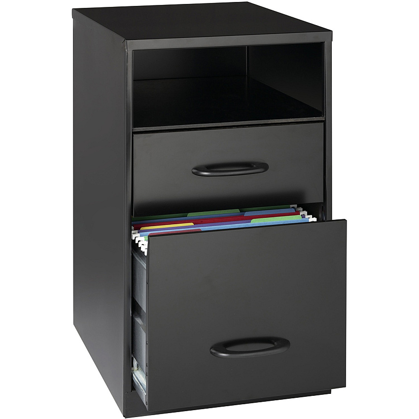 NuSparc File Organizer Cabinet 14.2" Width x 18" Depth x 24.5" Height - 2 x Drawer(s) for File - Letter - Glide Suspension, 3/4 Drawer Extension, Anti-tip, Nonporous Surface - Black - Metal - Recycled (VF318DDBK)