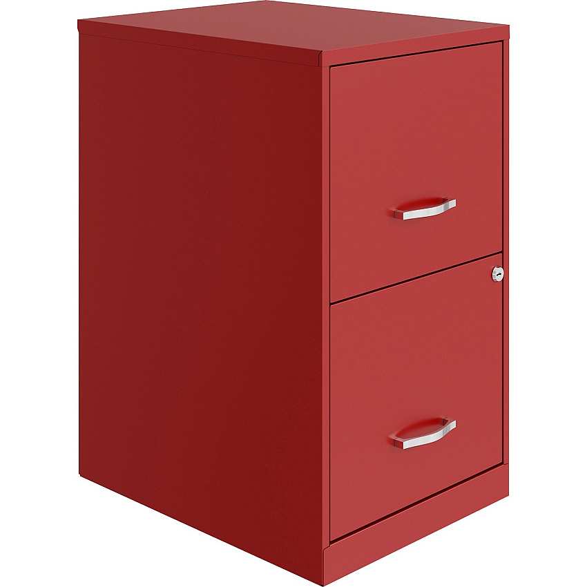 NuSparc File Cabinet 14.2" Width x 18" Depth x 24.5" Height - 2 x Drawer(s) for File - Letter - Vertical - Locking Drawer, Glide Suspension, Nonporous Surface - Red - Baked Enamel - Steel - Recycled (VF218AARD)