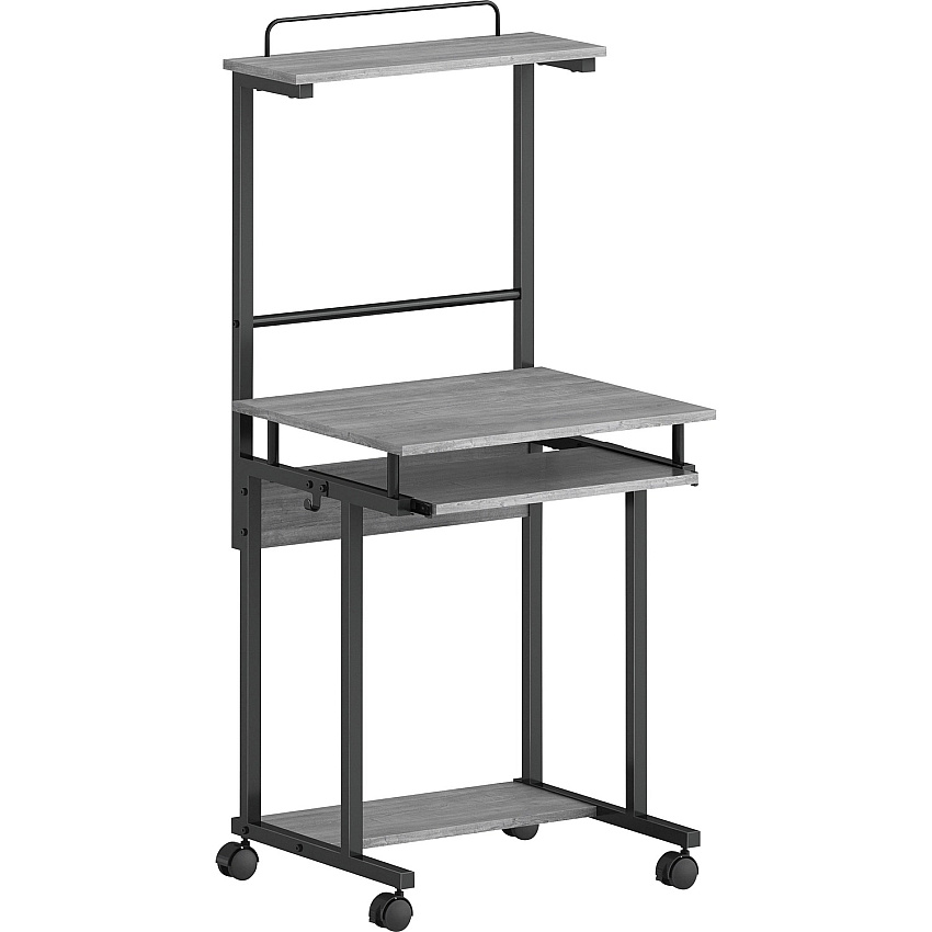 NuSparc Mobile Computer Workstation w/Keybrd Tray Weathered Charcoal Laminate, Black Top - 110 lb Capacity - 23.60" Table Top Width x 20.60" Table Top Depth - 53.50" Height - Assembly Required - Medium Density Fiberboard (MDF) Top Material - 1 (WS100AMWC)