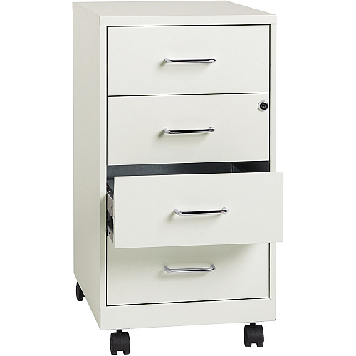 NuSparc Mobile Storage Cabinet 14.2" Width x 18" Depth x 26.5" Height - 4 x Drawer(s) - Letter, Legal - Mobility, Glide Suspension, Anti-tip, Nonporous Surface, Cam Lock, 3/4 Drawer Extension - White - Painted Steel - Recycled (VF418DMWE)